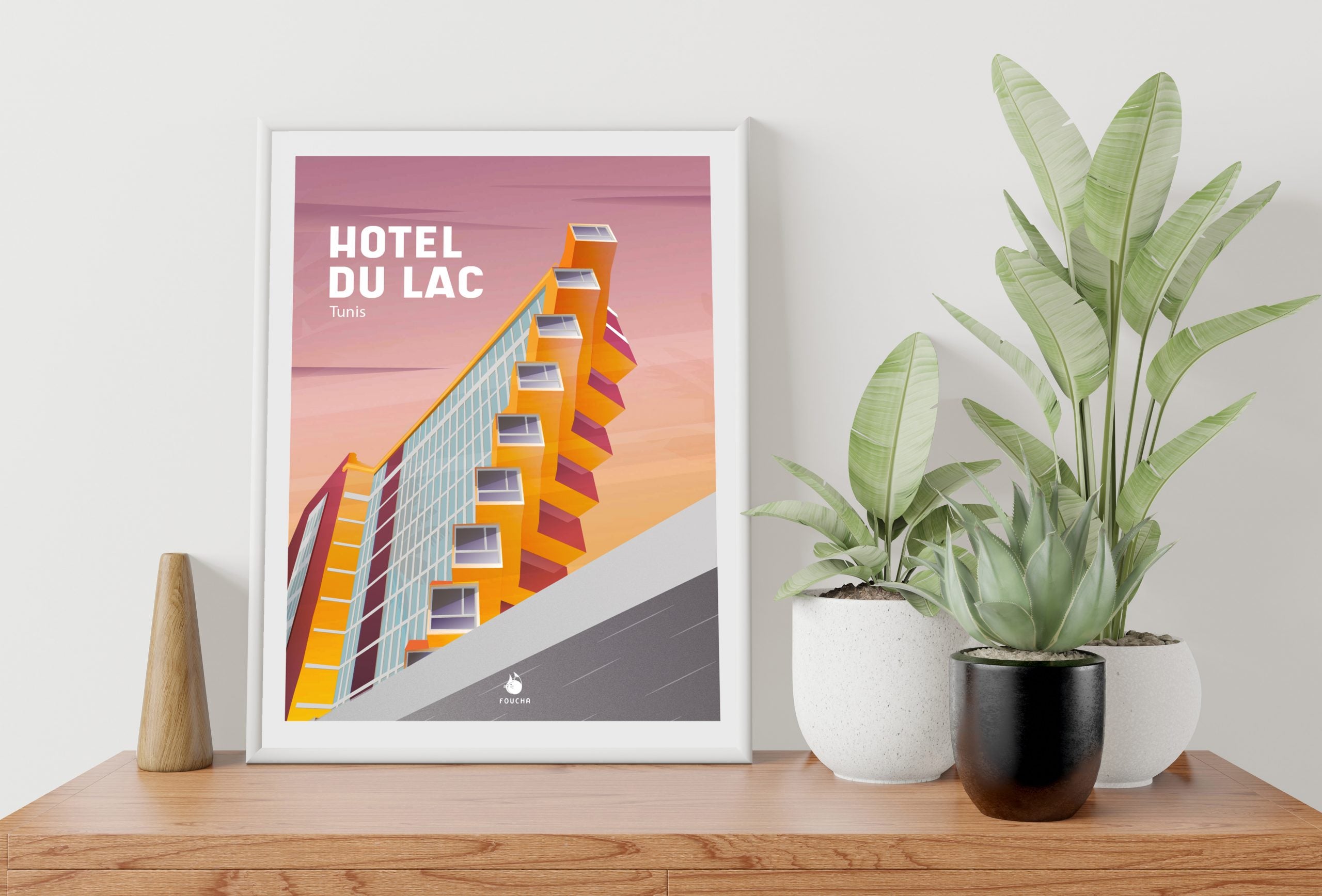 Poster Lieux Célèbres En Tunisie "Hotel Du Lac"