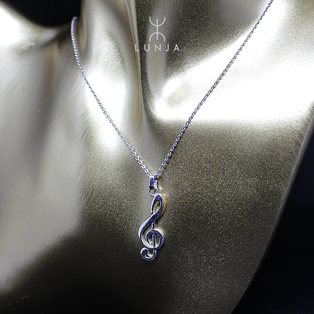 Silver Clef De Sol necklace, original necklace for women