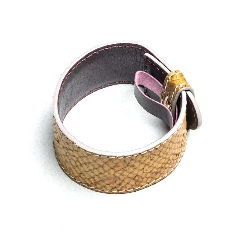 Salmon skin leather bracelet "Armilla Yellow", 23 × 2.8 cm