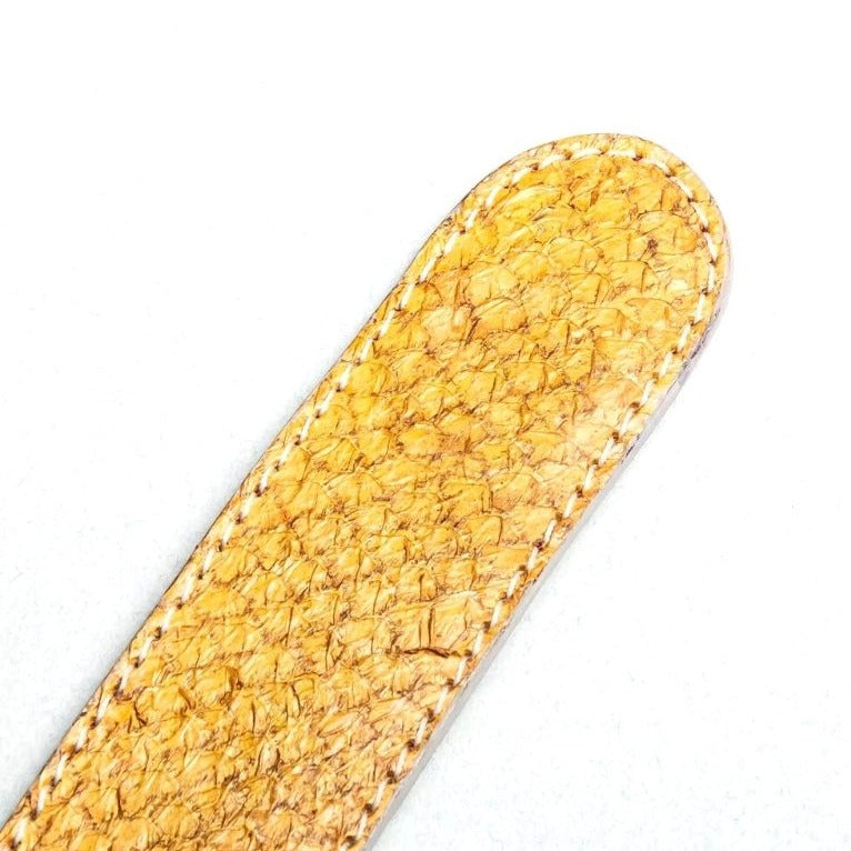 Salmon skin leather bracelet "Armilla Yellow", 23 × 2.8 cm