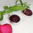 Silver and red agate earring