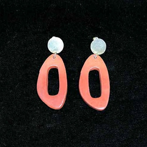 Boucles d'oreilles terracotta et argent plaqué or minimaliste