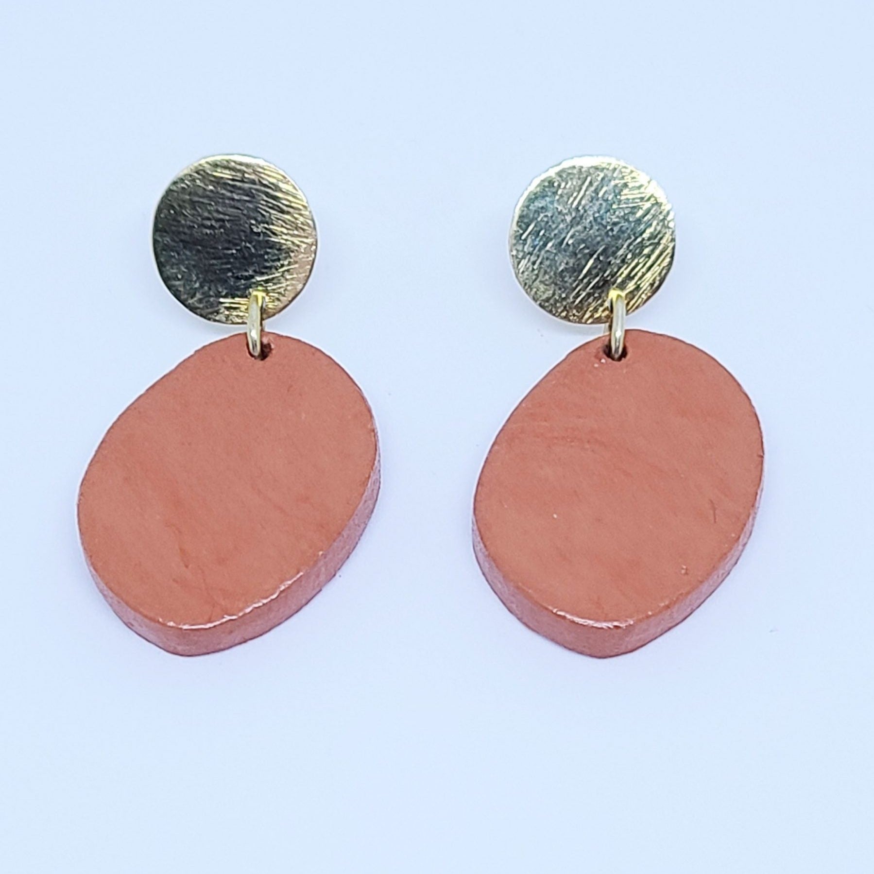 Handmade terracotta and gold-plated silver earrings