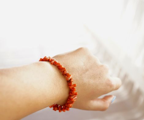 Raw Red Coral Bracelet for women, natural coral bracelet