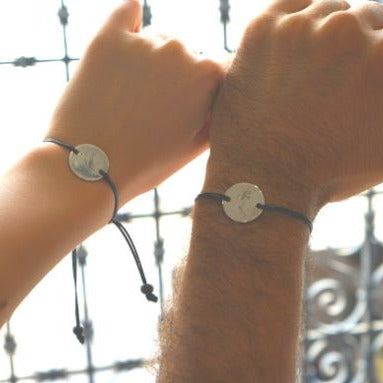 Bracelet Couple En Argent, pour elle et lui "La Création d'Adam" en argent