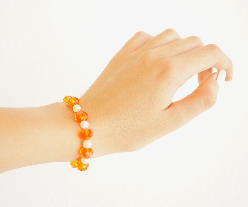 Orange and white stone bracelet For women