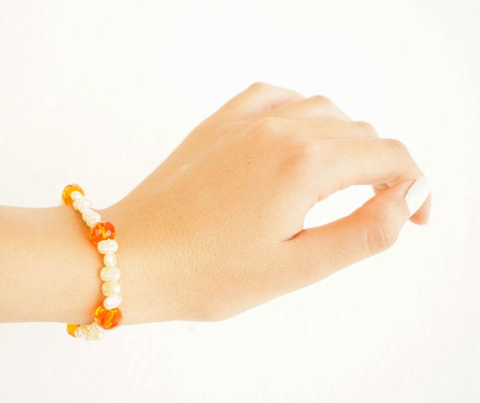 Orange and white stone bracelet For women