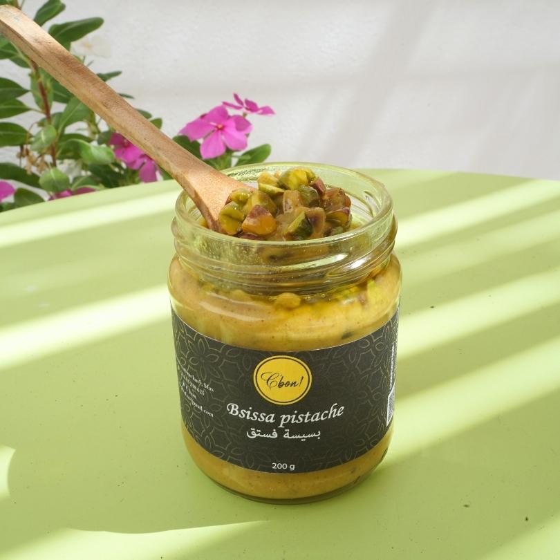 Bsissa pistache mélanger à l'huile d'olive , pâte à tartiner 200g