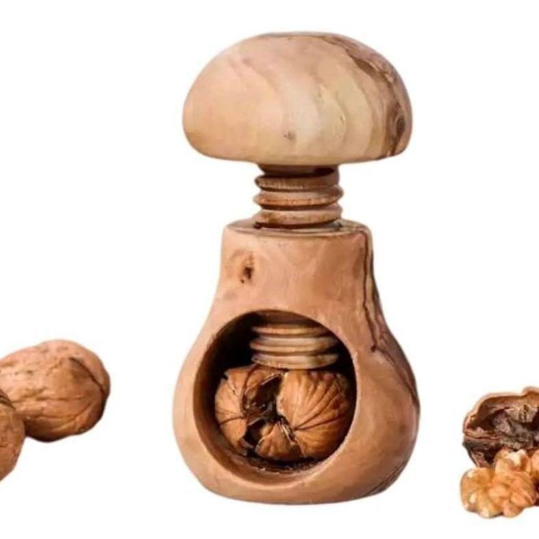 Olive wood nutcracker mushroom model