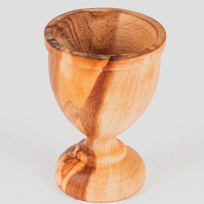 Handmade olive wood egg cup