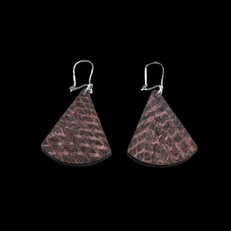 Salmon Skin Leather Earrings "Classic Triggerfish Purpura"