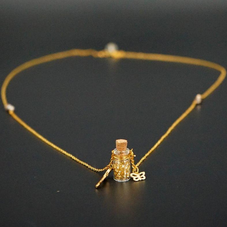 Gold bottle necklace for women