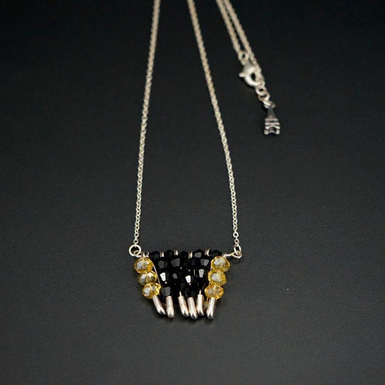 Black and gold crystal necklace for women
