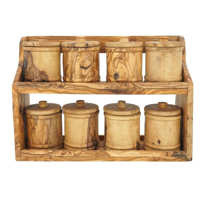 Olive Wood Spice Box Shelf