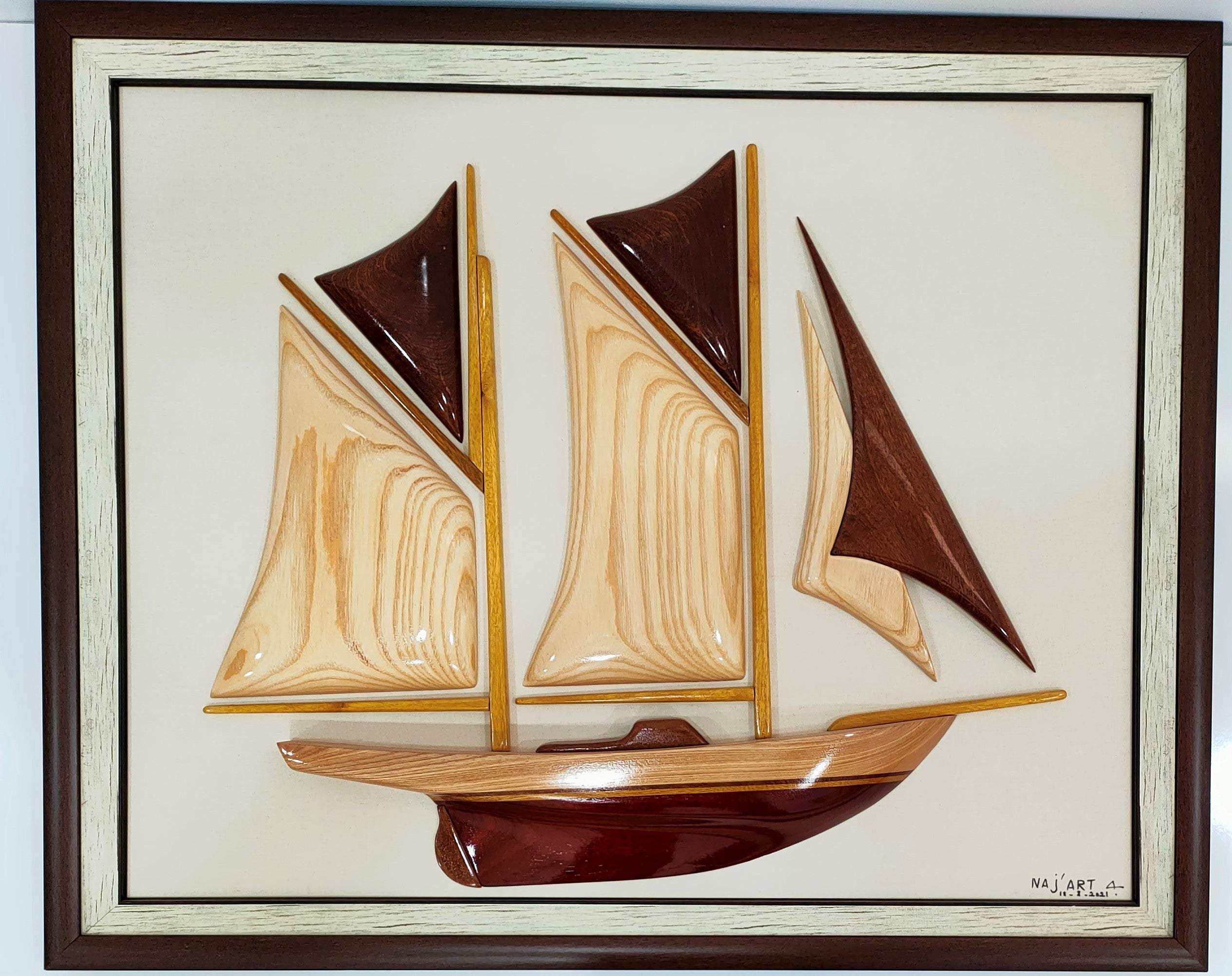 Decorative painting Chebek has three sailboats