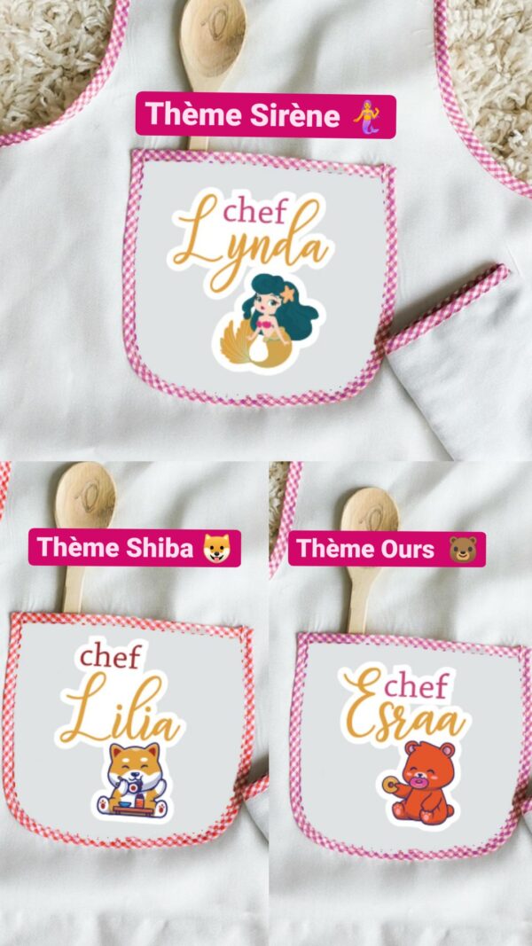Tablier et toque de cuisine personnalisés pour enfants