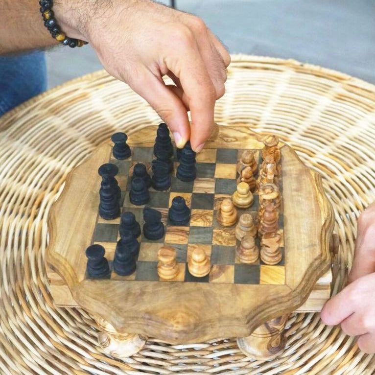 Star Shape Chess Sets In Olive Wood