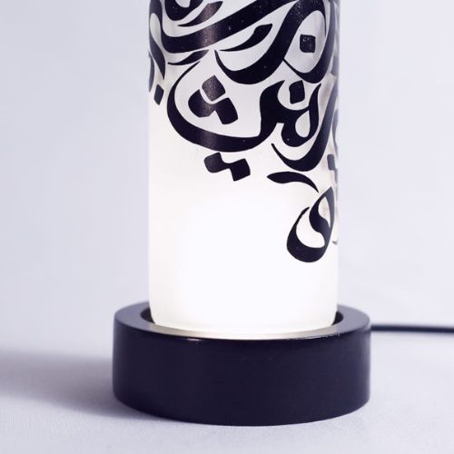 Lamp from a Reused Glass Bottle Designates Souvenir Calligraphy