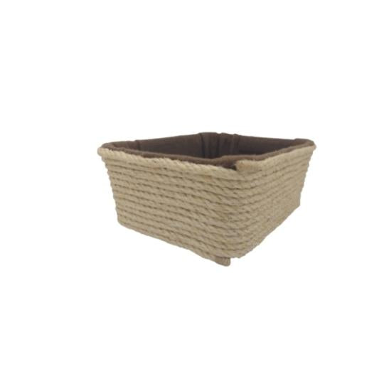 Rectangular storage basket - In sisal and fabric - Size 24*20*10