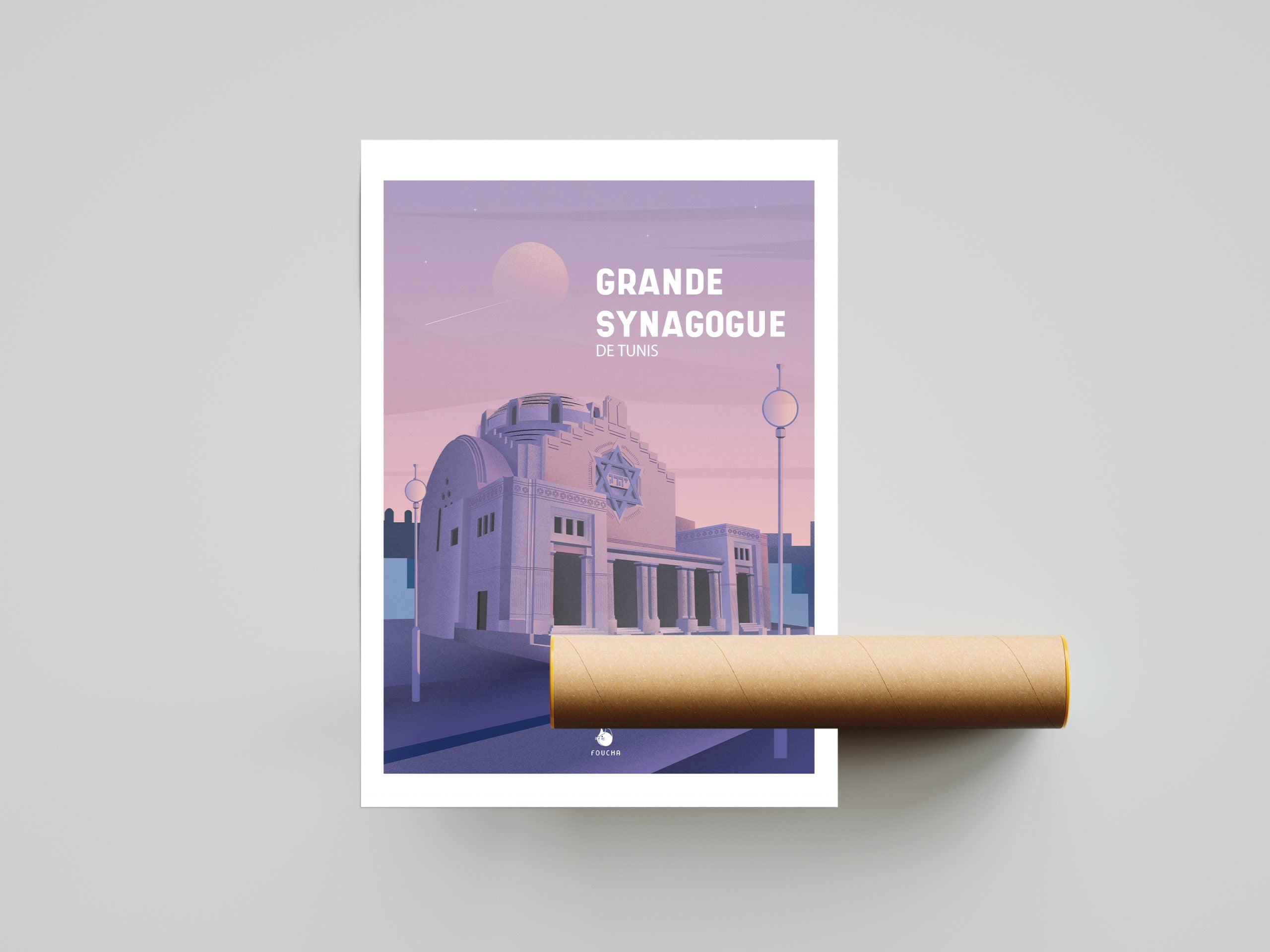 Poster Famous Places in Tunisia "Great Synagogue of Tunis"