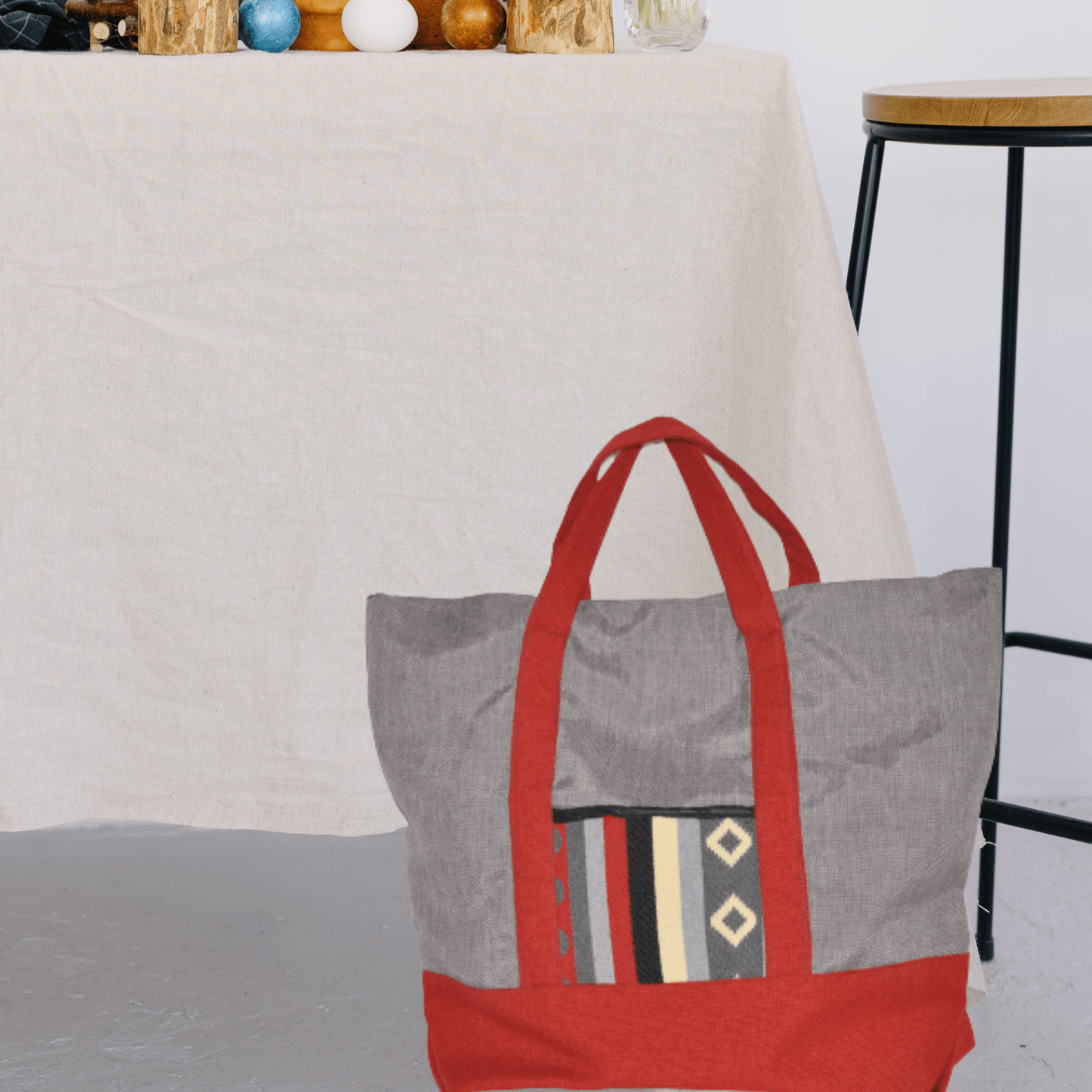 EcoBag "Margoum" en Gris et Rouge brique