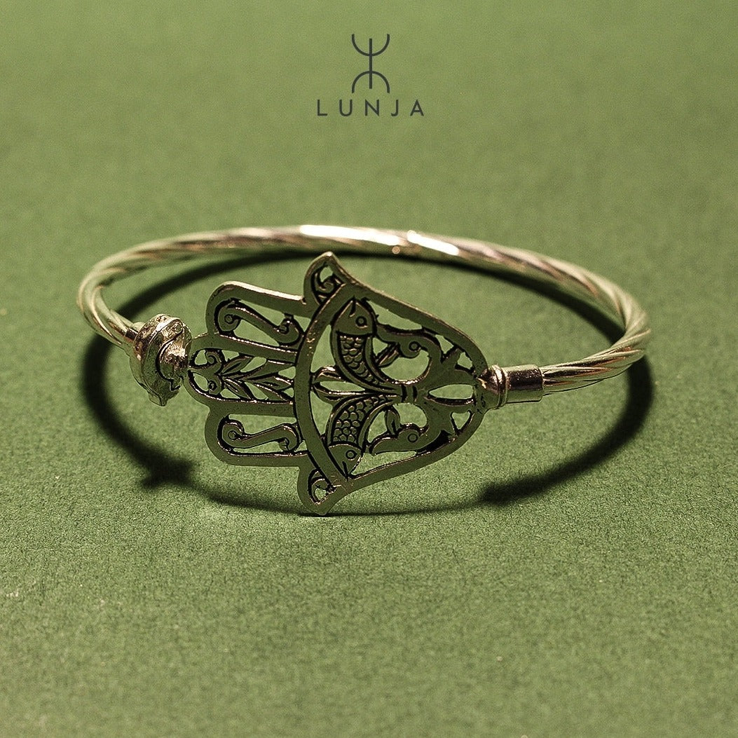 Fine silver khomsa bracelet for women