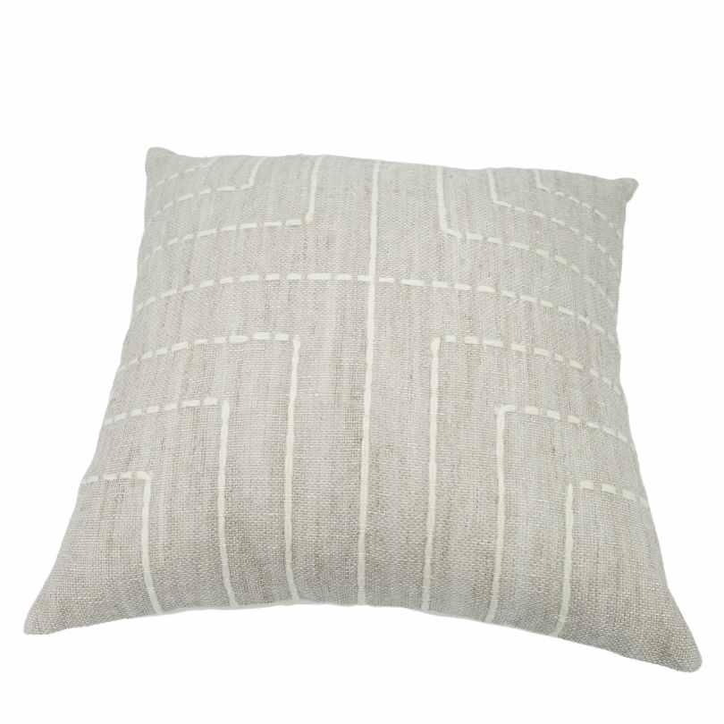 Coussin kamaraya en lin, coussin lin fait main, coussin hand made 100% naturel, coussin gris motif croix