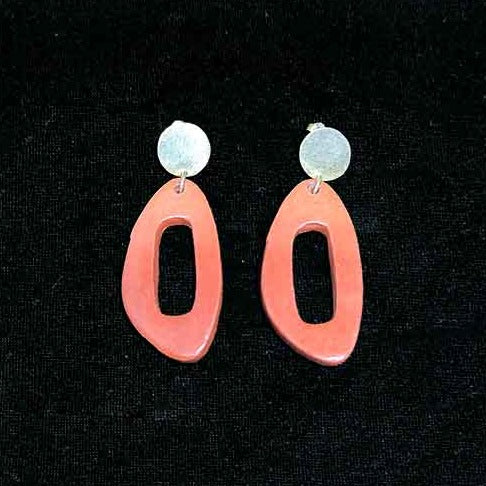 Boucles d'oreilles terracotta et argent plaqué or minimaliste - artisanat Tunisien fait main | ILEYCOM