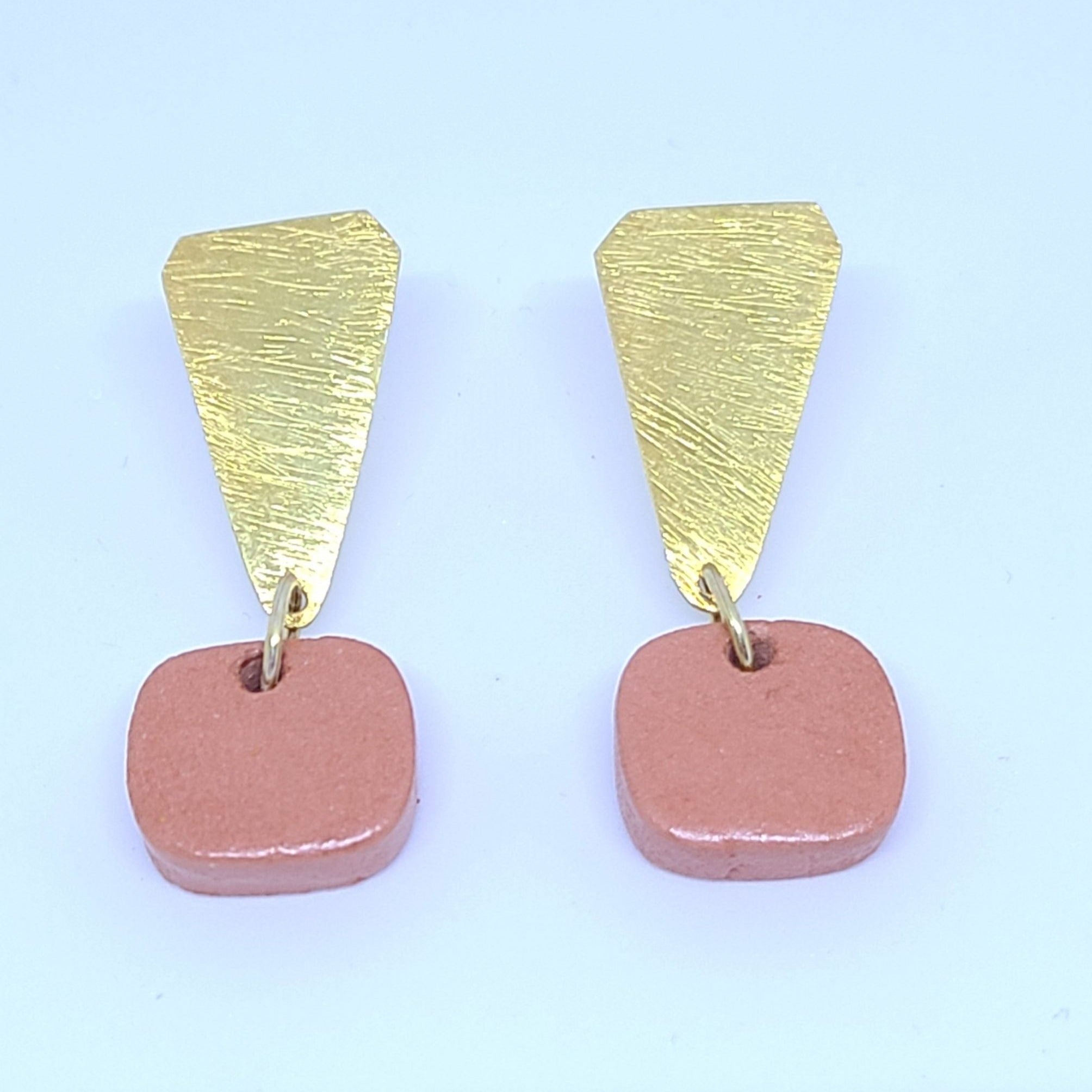 Boucles d'oreilles terracotta et doré pour femme - artisanat Tunisien fait main | ILEYCOM