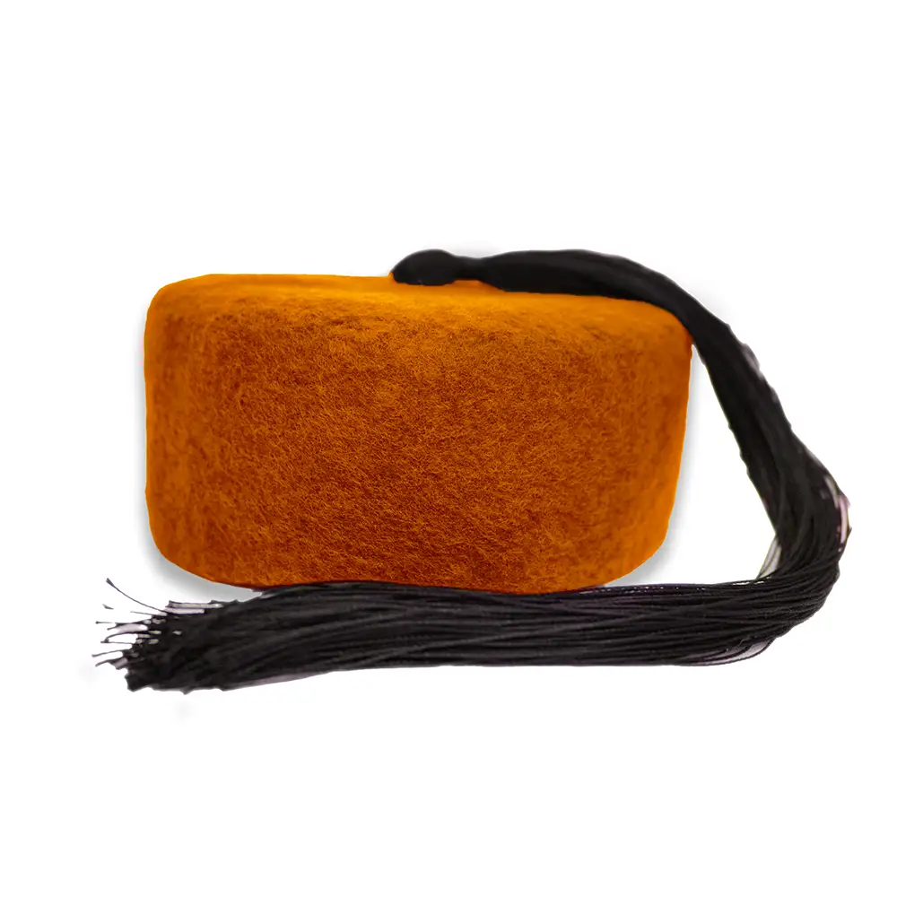 Orange Tunisian Chechia With Wool Pompom