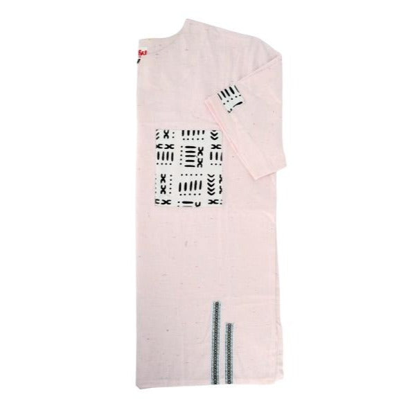Chemise unisexe rose clair en berbère avec poche blanche stylisée en motifs berbère