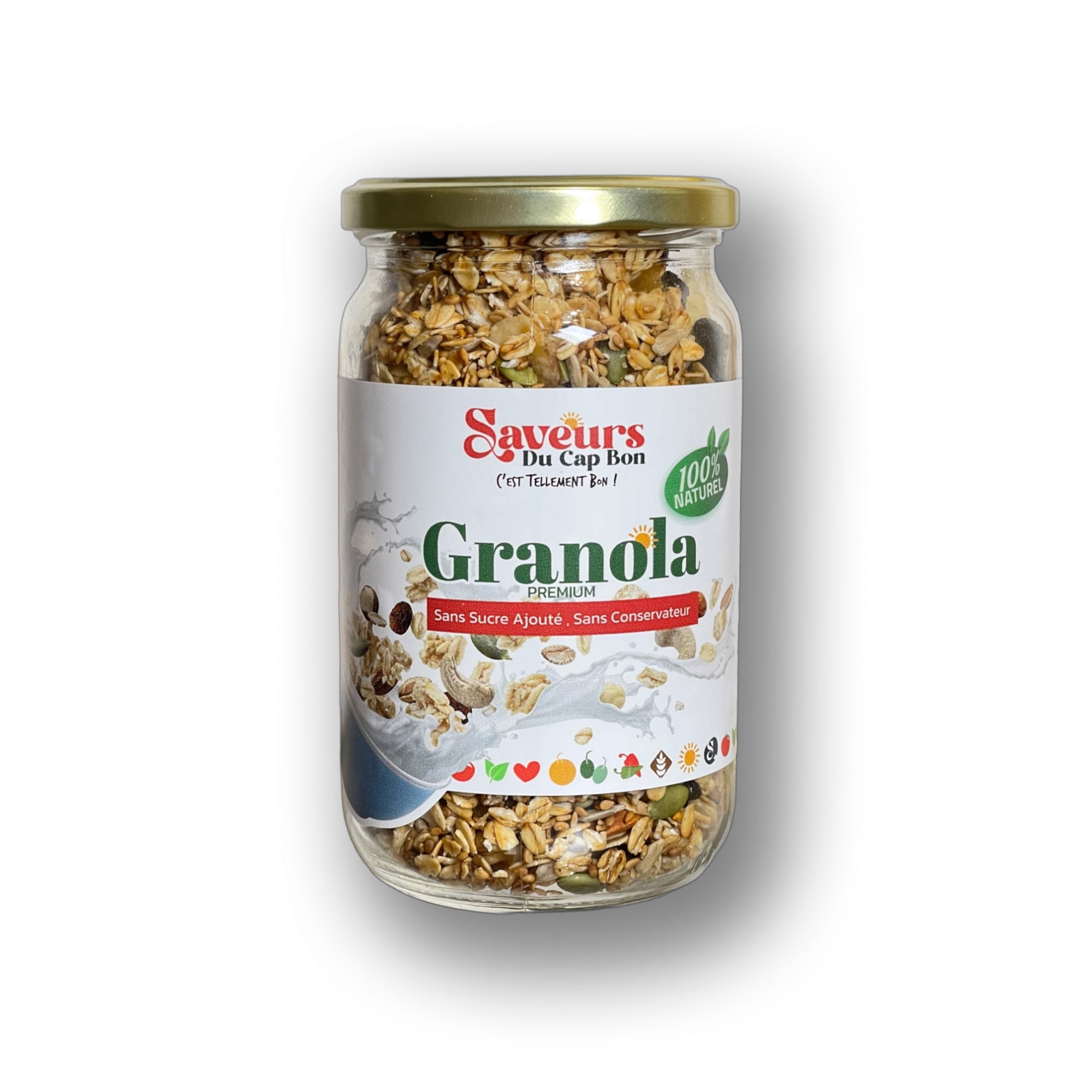 Granola Energy jar of dried fruits, organic honey &amp; nutritious grains