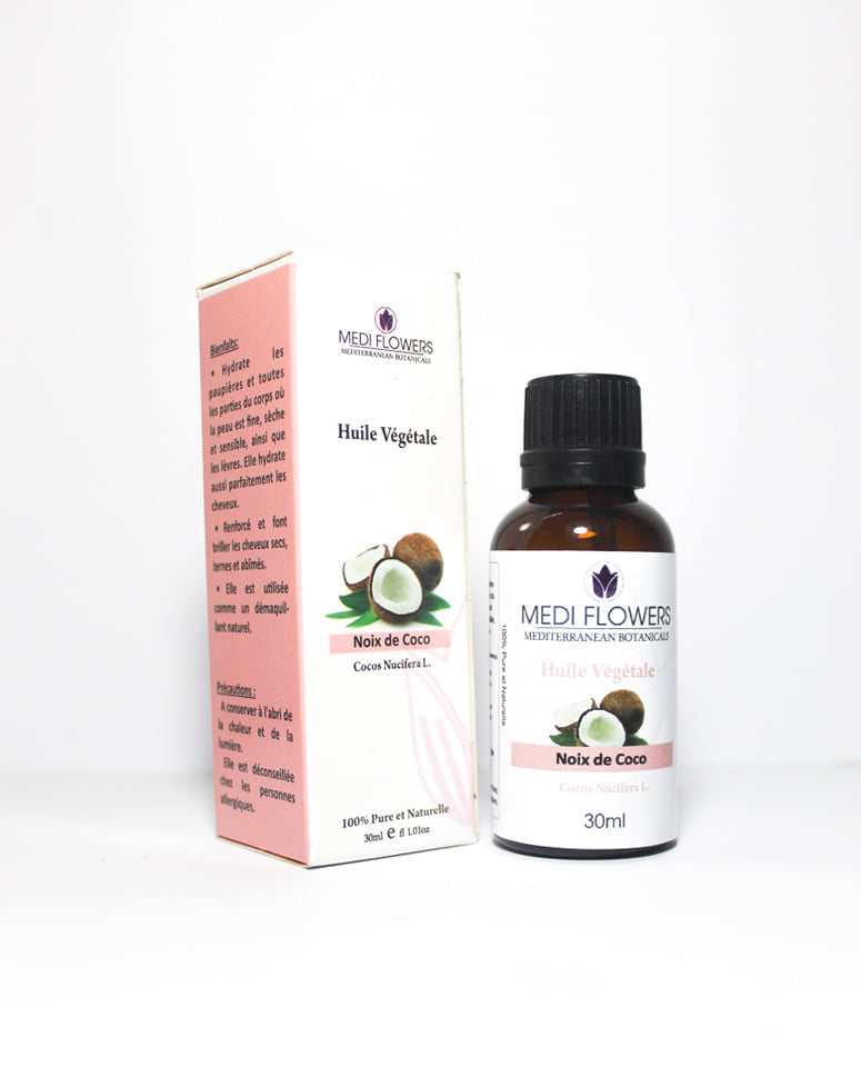 Huile végétale Noix de coco 30 ml - artisanat Tunisien fait main | ILEYCOM