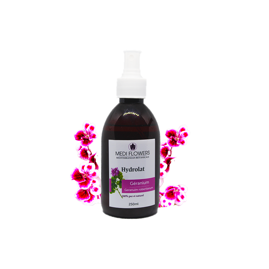 Hydrolat de géranium rosat (250 ml) - artisanat Tunisien fait main | ILEYCOM