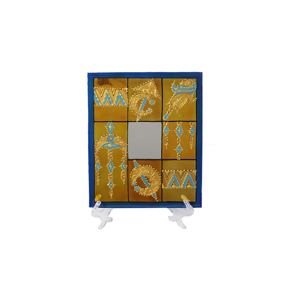 Traditional Decorative Mirror Painting On Resin Glass 20 x 25 x 25 cm
