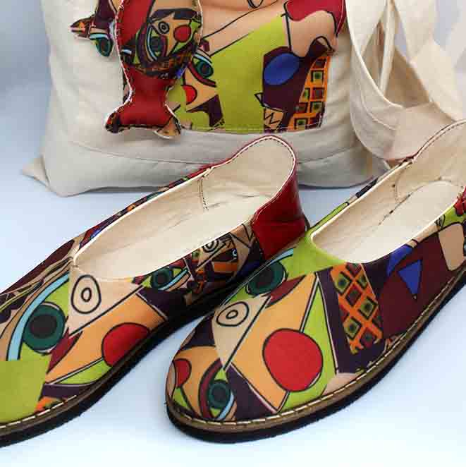Fabric moccasin in traditional “IDDER” patterns