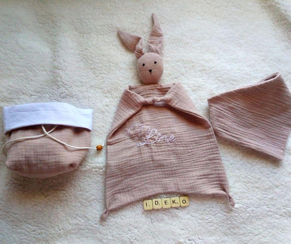 Pack Cadeau De Naissance Doudou Lapin - artisanat Tunisien fait main | ILEYCOM