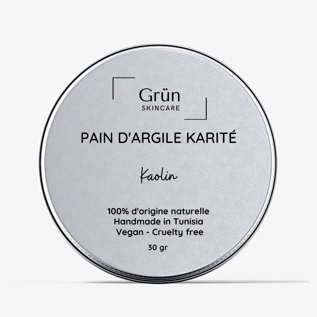 Pain d'argile Karité, kaolin - Peaux Sensibles- 30 gr - artisanat Tunisien fait main | ILEYCOM