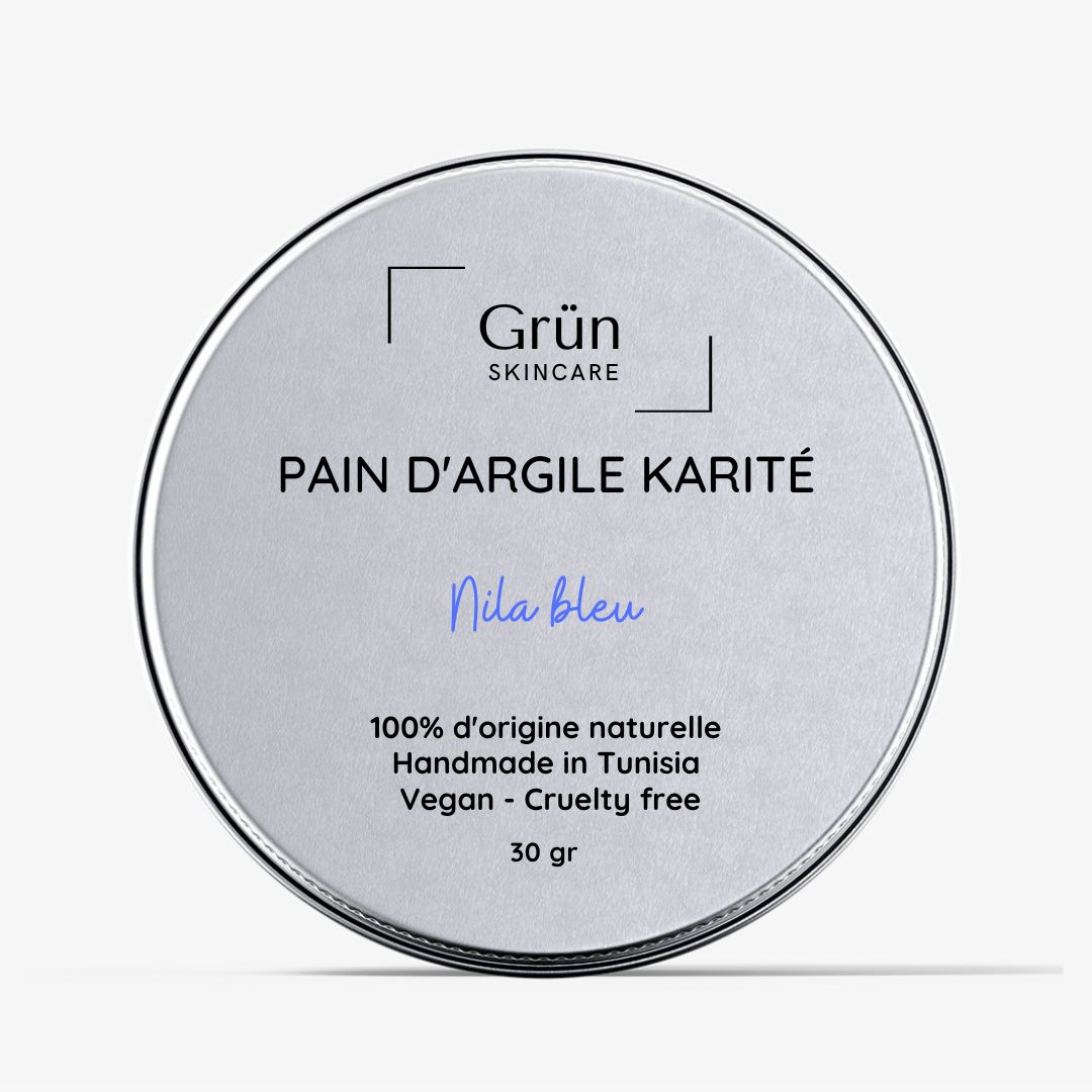 Pain d'argile Karité, Nila Bleu - Eclaircissant Hydratant- 30 gr - artisanat Tunisien fait main | ILEYCOM