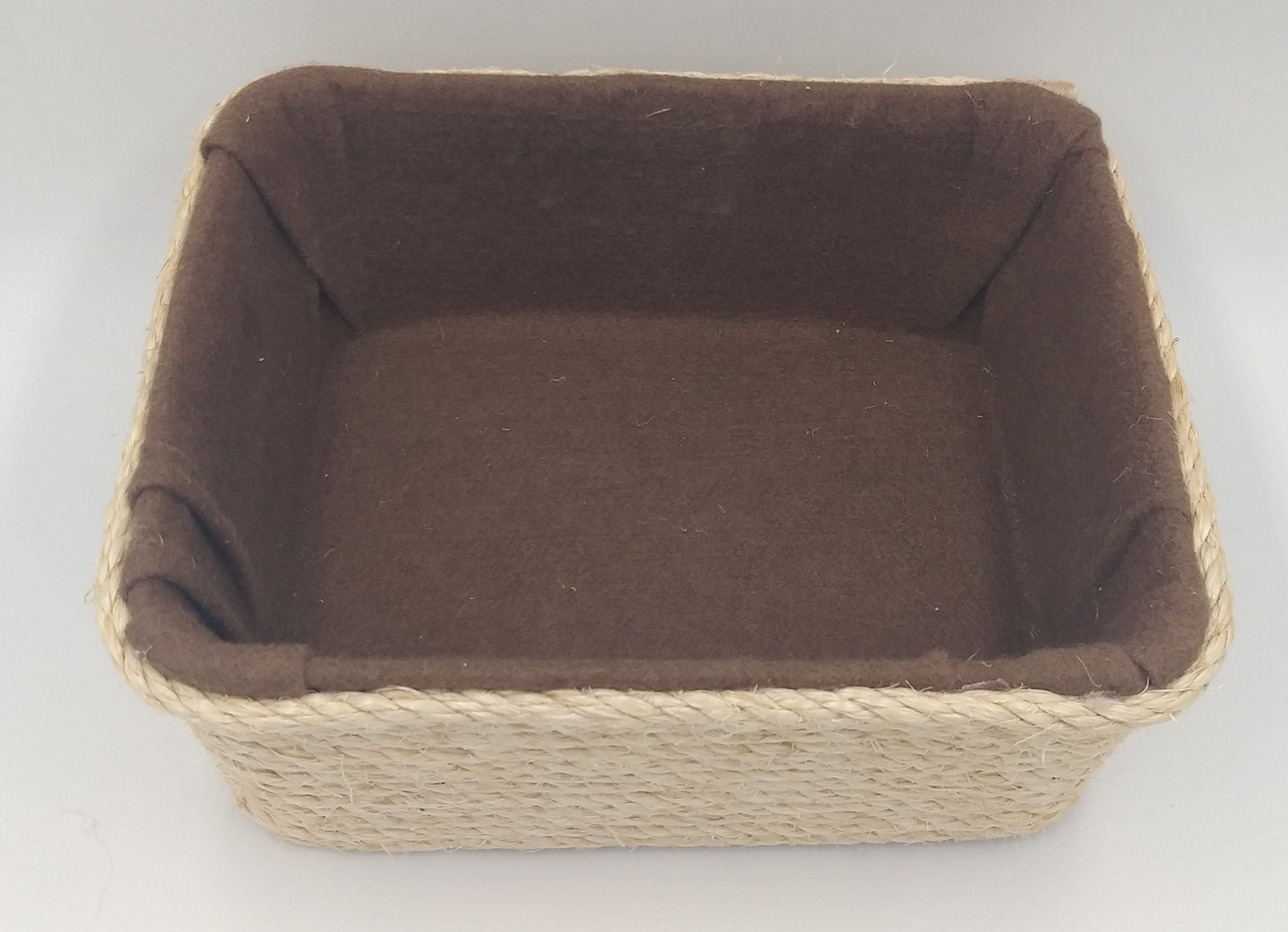 Panier rectangulaire de rangement - En sisal et tissu – Dimension 24*20*10 - artisanat Tunisien fait main | ILEYCOM