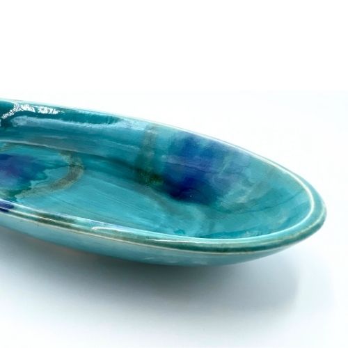 Plat ovale bleu en céramique - artisanat Tunisien fait main | ILEYCOM