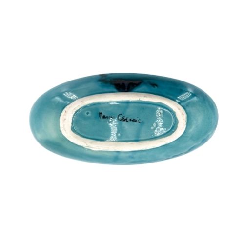 Plat ovale bleu en céramique - artisanat Tunisien fait main | ILEYCOM