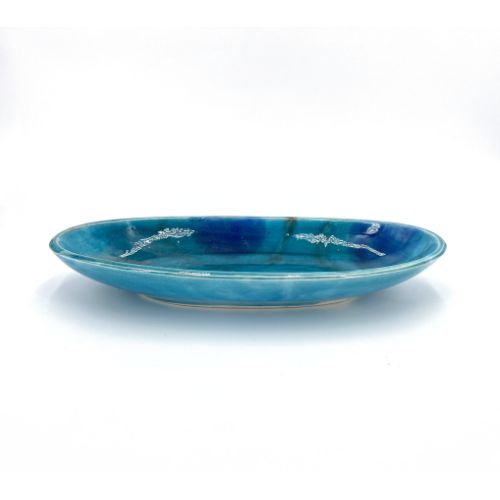 Plat ovale bleu en céramique - artisanat Tunisien fait main | ILEYCOM