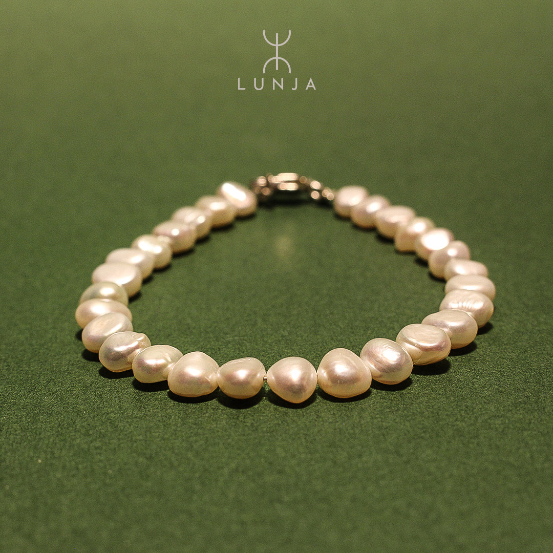 Bracelet Perle De Culture Plate, bracelet en perles authentiques