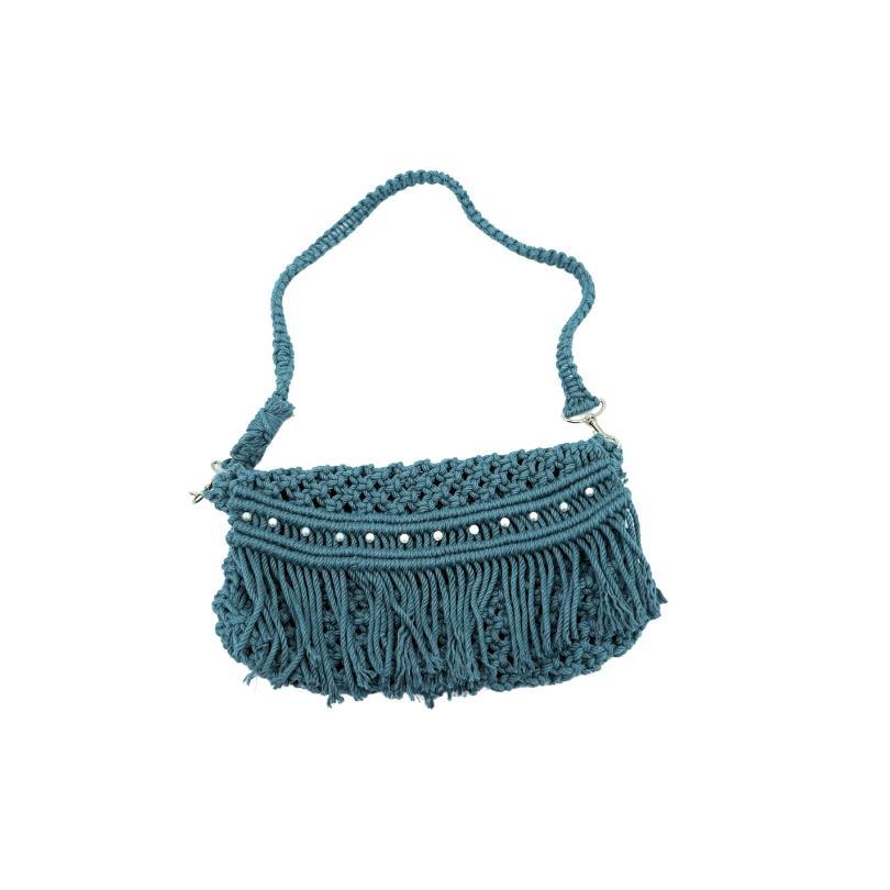 Handmade blue crochet bag