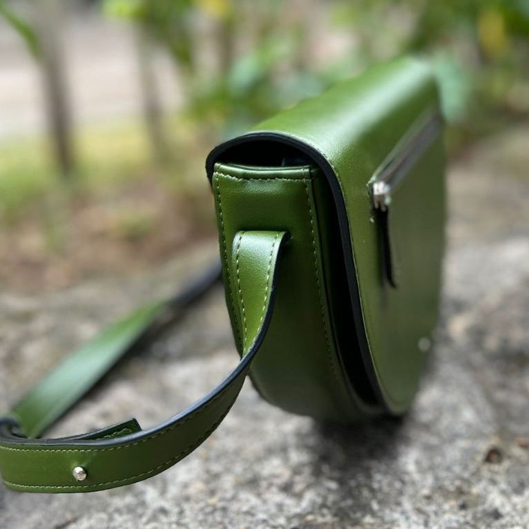 Sac femme vert en cuir de cactus biologique - artisanat Tunisien fait main | ILEYCOM