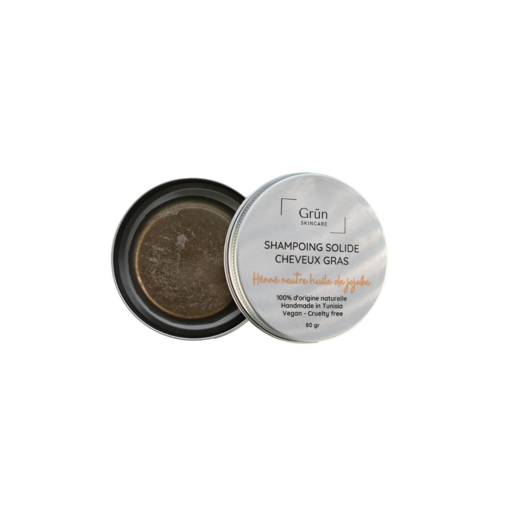 Shampoing solide Cheveux Gras - Poudre de Henné Neutre huile de Jojoba - 70 gr - artisanat Tunisien fait main | ILEYCOM
