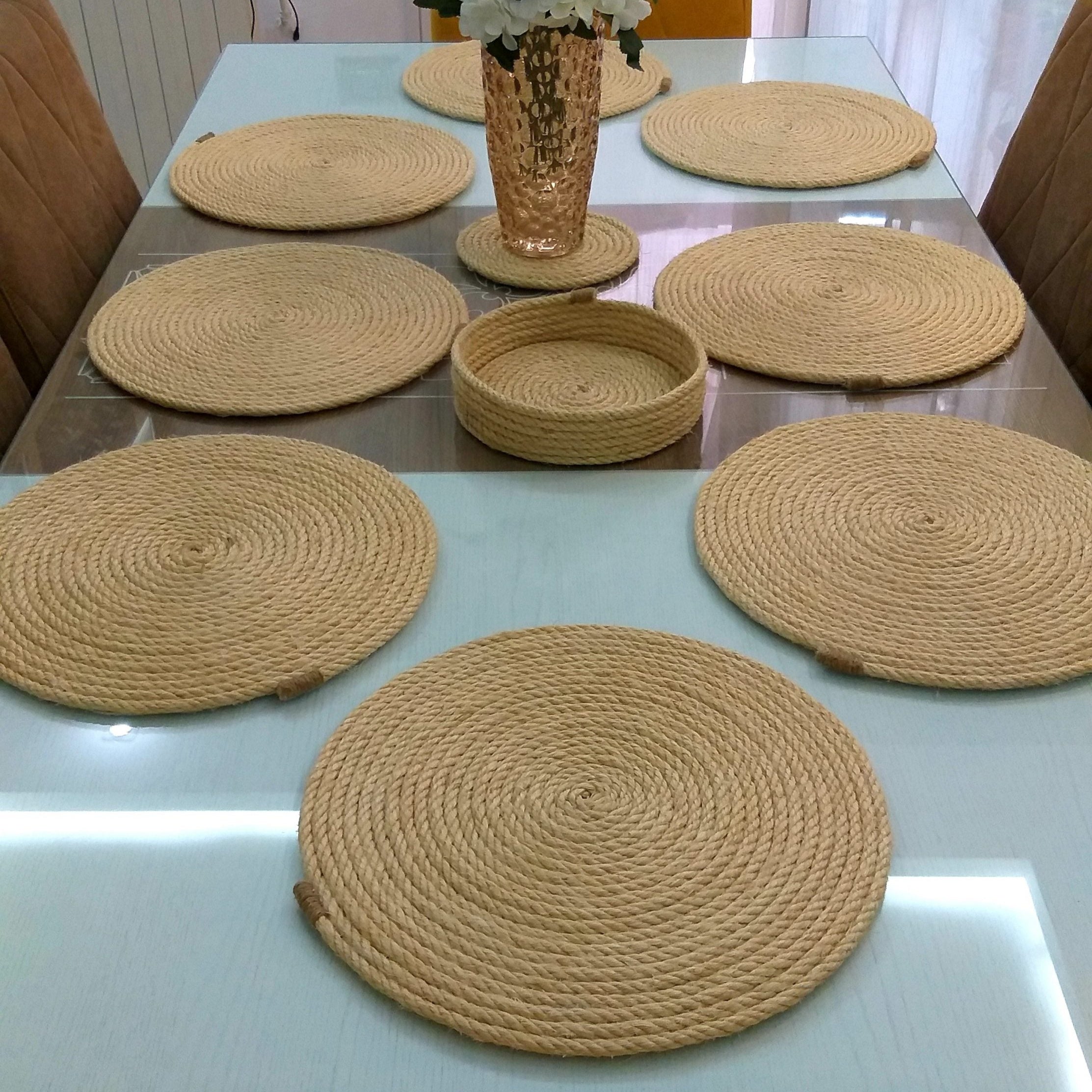 Sous plat rond - En sisal – Diamètre 30 cm - artisanat Tunisien fait main | ILEYCOM