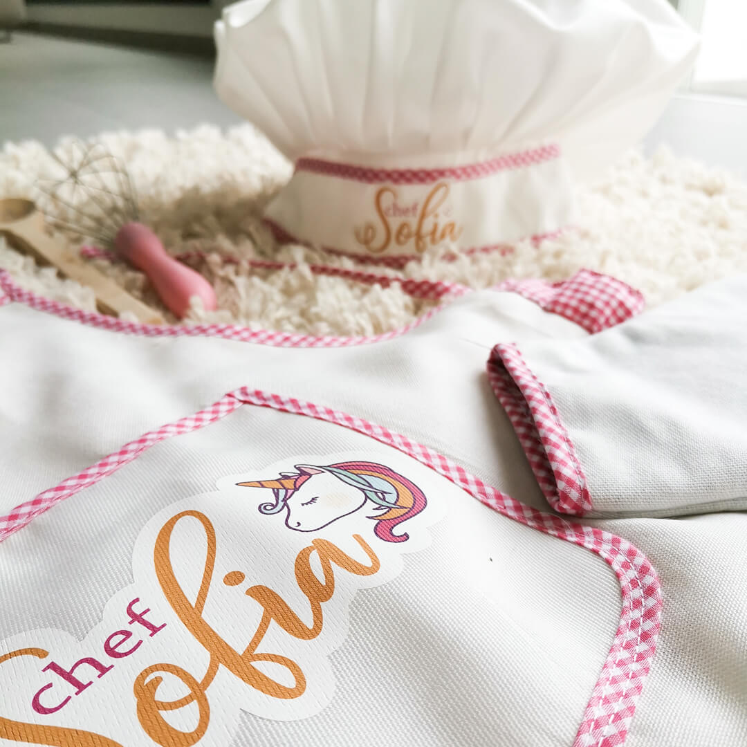 Tablier et toque de cuisine personnalisés pour enfants