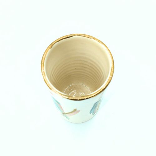 Handmade ceramic gold tea glass